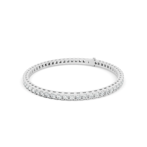 4.00 ctw Diamond Square Collet 14K White Gold Tennis Bracelet - Picture 2 of 4